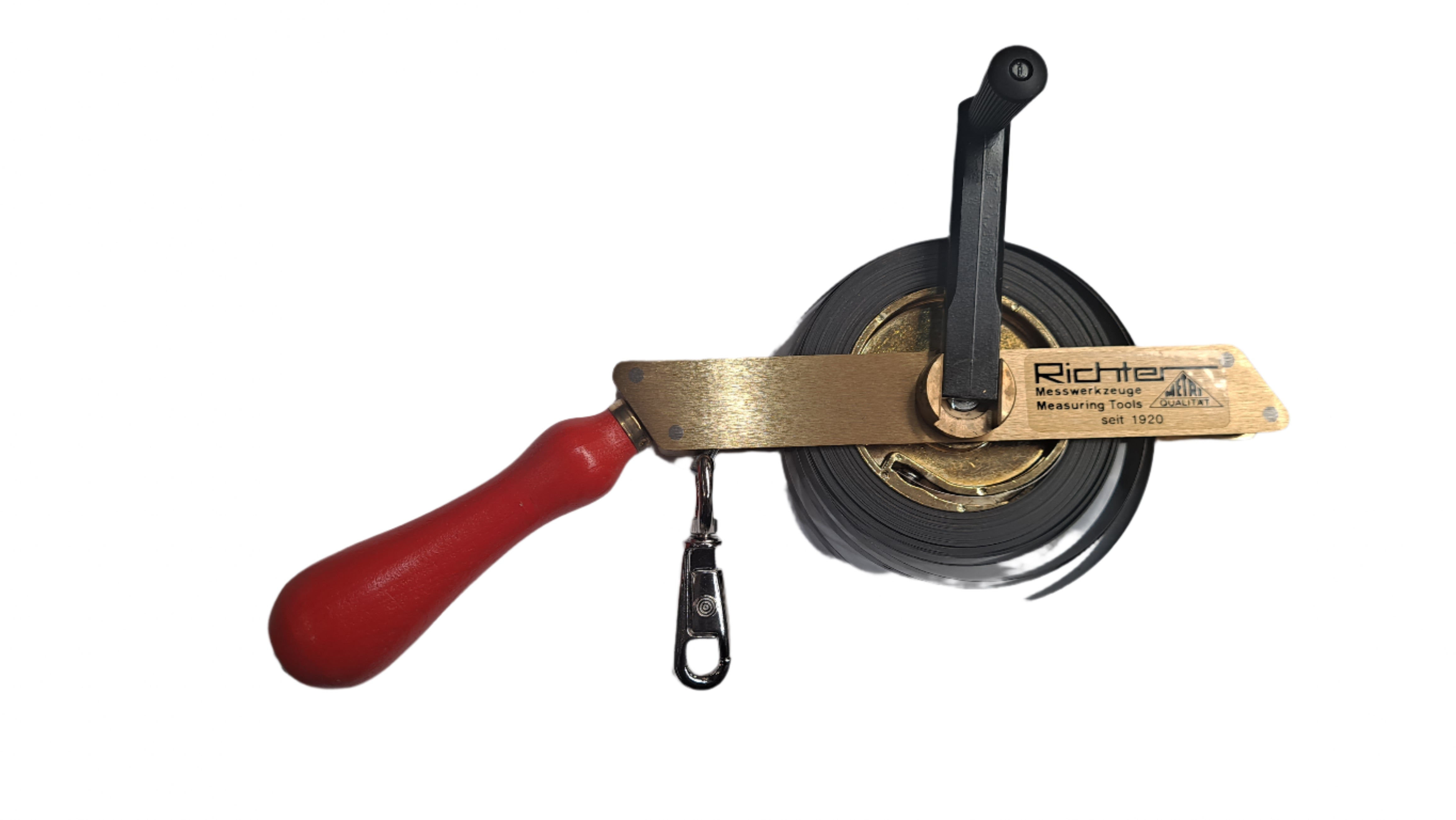 Richter 15m Tank Dipping Tape - Carbon Steel Tape - Brass Frame - Type "G" - Wooden Handle - For "U" Dip Weight