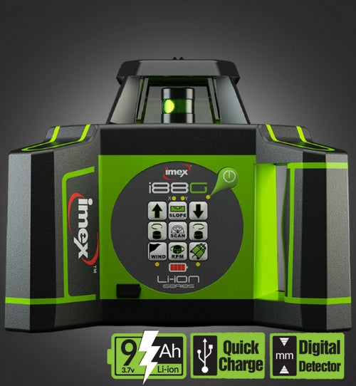 Imex i88G H/V Green Rotating Laser Level with LRX10 Laser Receiver