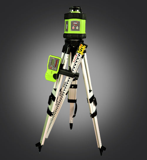 Imex E60 Red Rotary Laser Level Kit includes Tripod & Staff